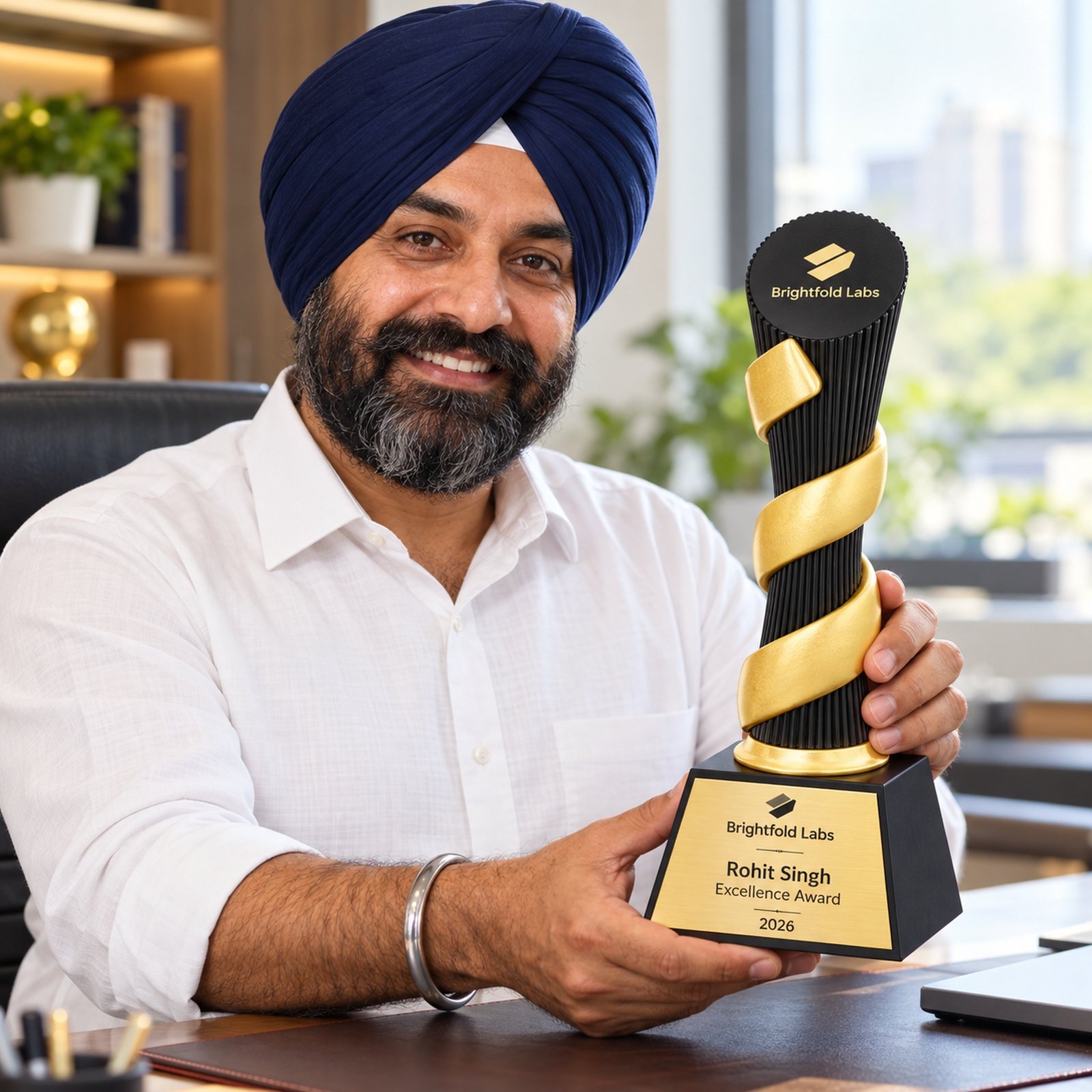 Click to zoom Black & Gold Twist Trophy, customised with a company logo