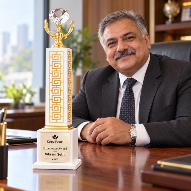 White Pillar Trophy with Crystal, customised with a company logo