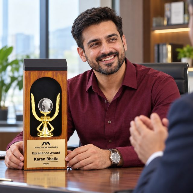 Wooden Cased Globe Trophy, customised with a company logo