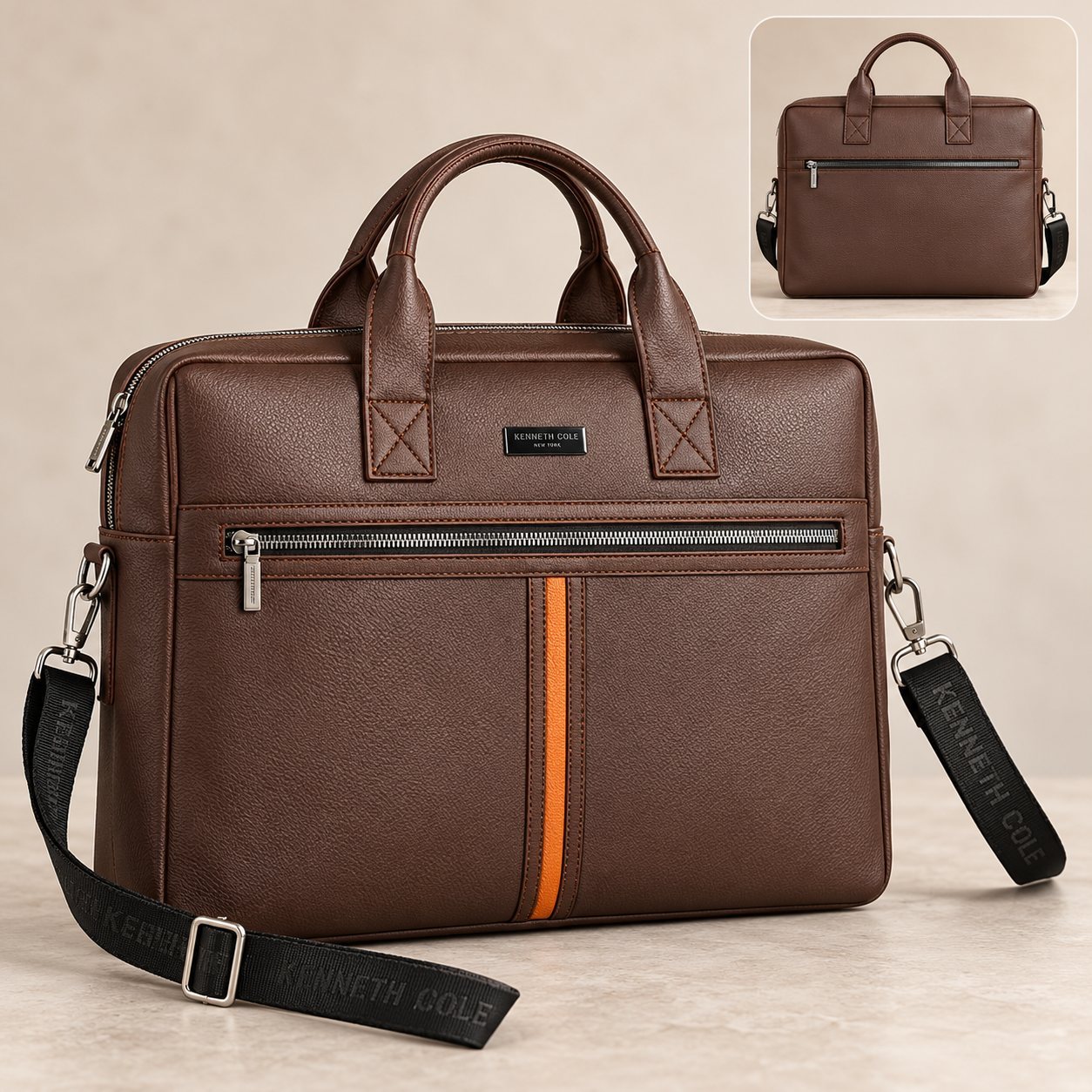 Click to zoom Kenneth Cole StridePro Laptop Bag in Brown, client gift