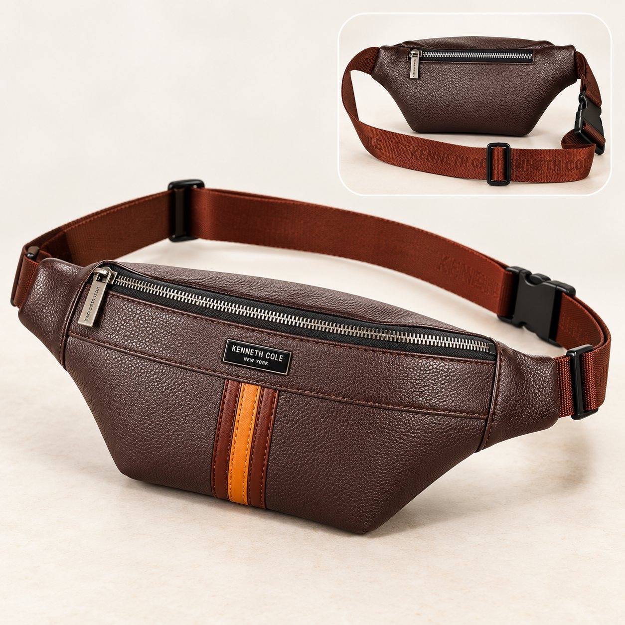Click to zoom Kenneth Cole Jetset Pouch Waist Pack in Brown, client gift