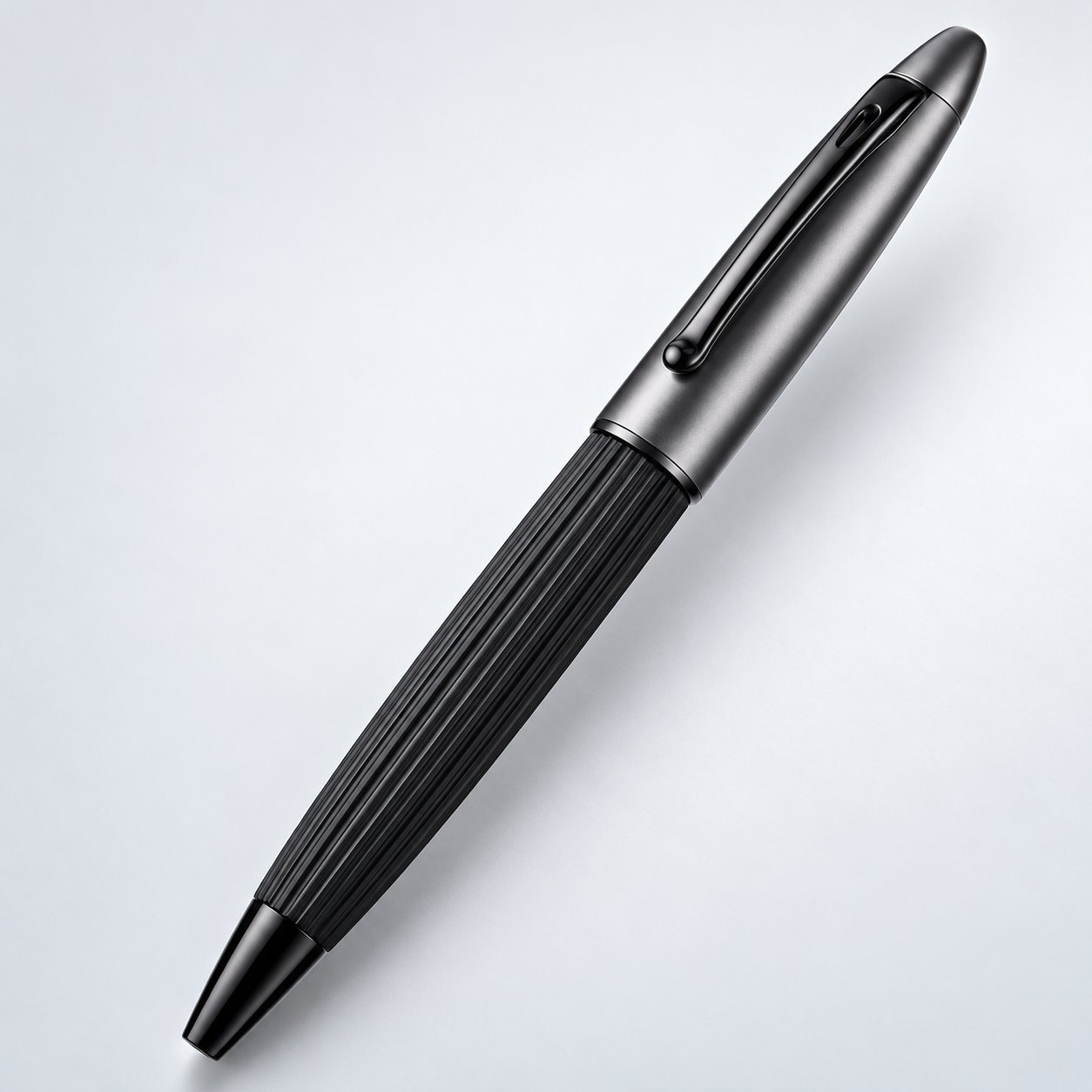 Click to zoom Black metal pen with striped grip
