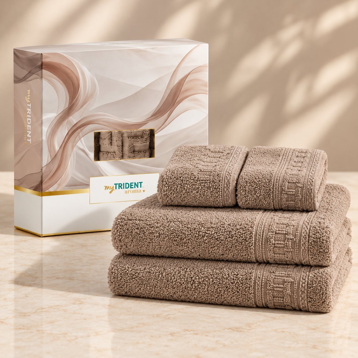 Click to zoom myTrident Aroma Scented Towel Set Pack of 4, 500 GSM in 6 fragrances, employee onboarding kit
