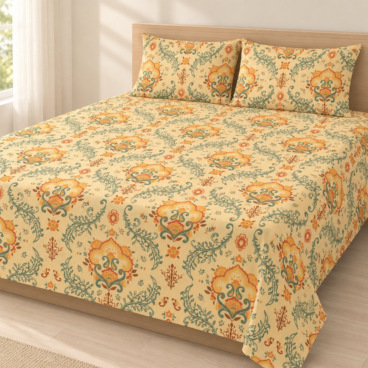 Click to zoom myTrident Crafted Tunes Micro Double Bedsheet Set in Avika, corporate gifting