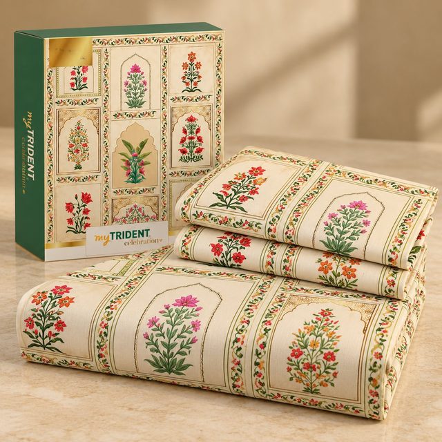 myTrident Festive 100% Cotton Double Bedsheet Set 144TC in 12 designs, team uniform