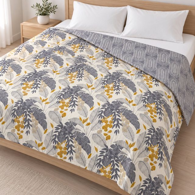 myTrident Simply Modern Printed Double Bed Dohar in Cypher, team uniform