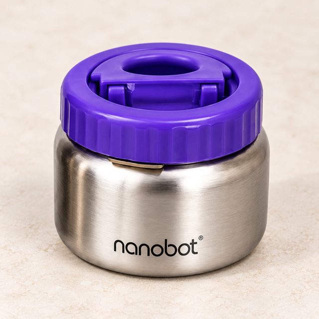 Nanobot Lunch Thermas Solo in Steel/Purple, bulk order with company logo