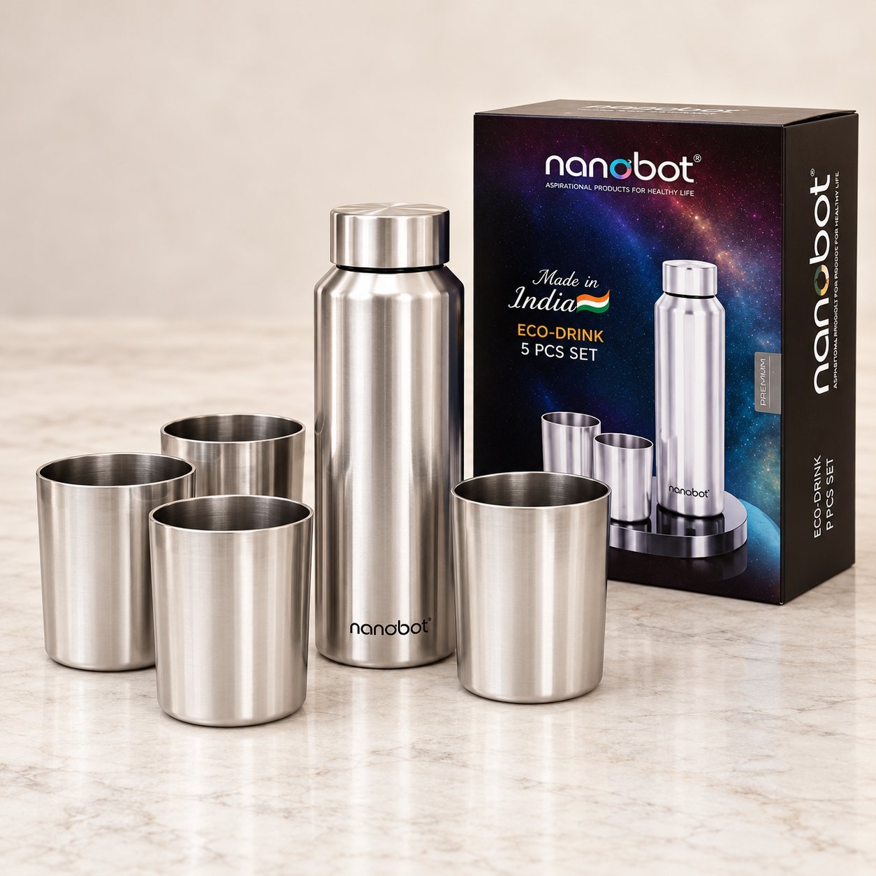 Click to zoom Nanobot Eco-Drink 5 Pcs Set in Steel, event giveaway