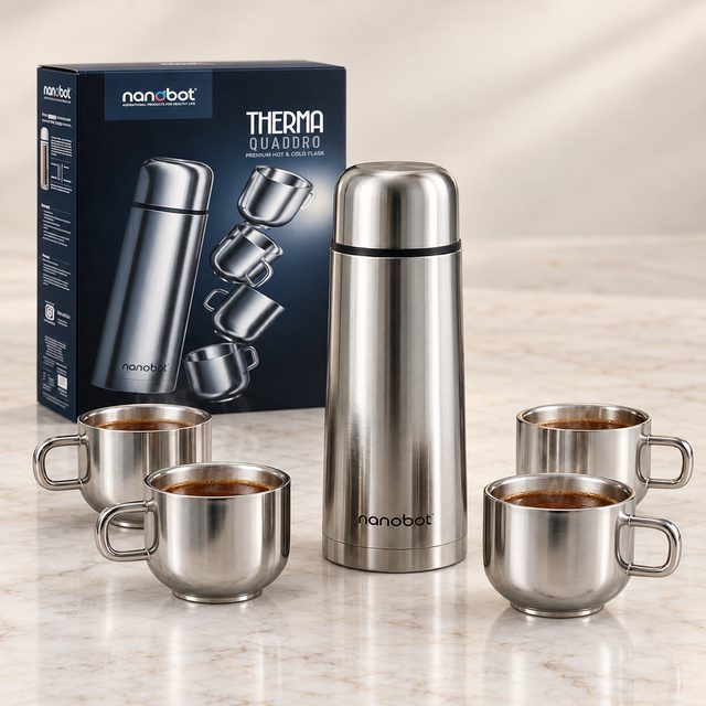 Nanobot Therma Quaddro Gift Set in Steel, bulk order with company logo