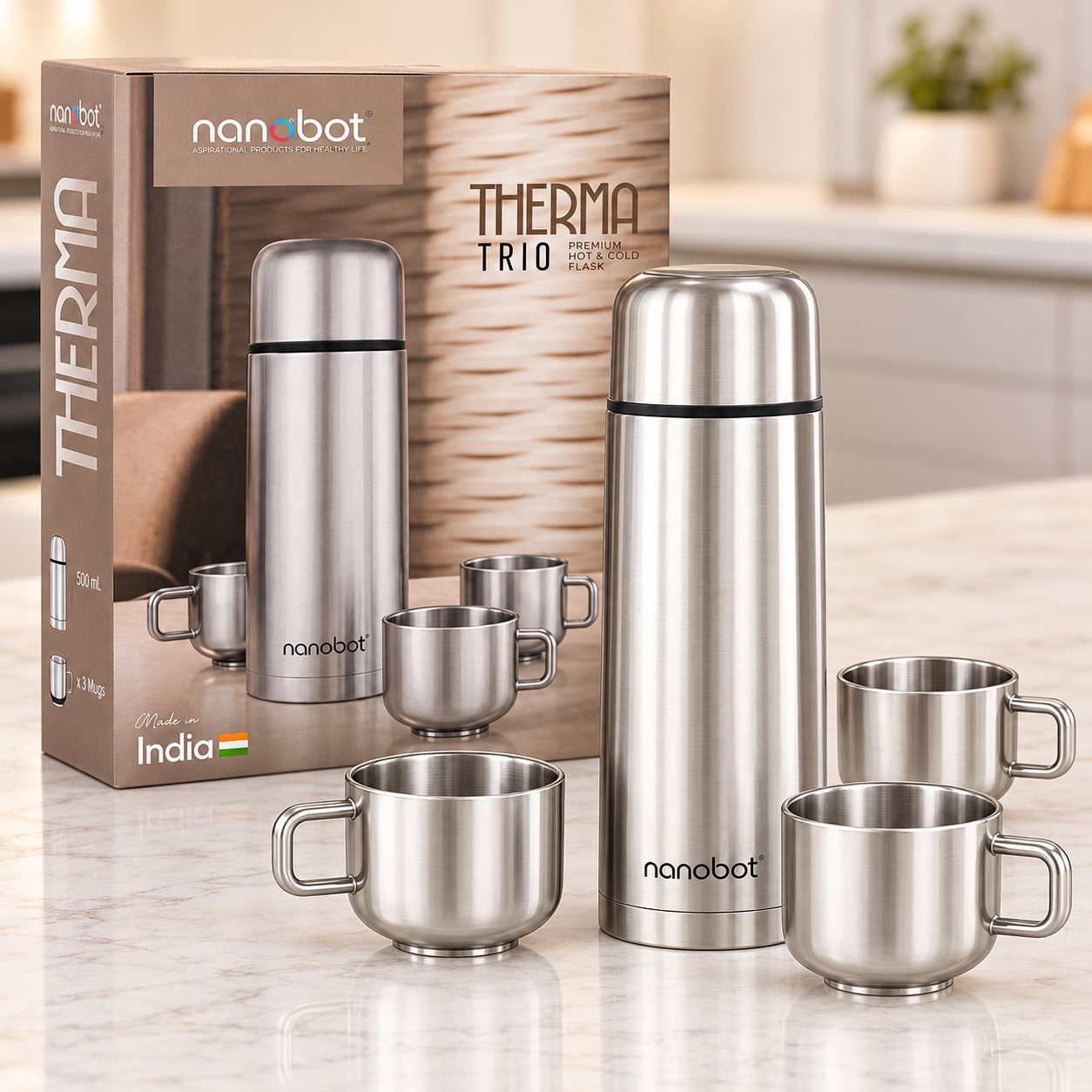 Click to zoom Nanobot Therma Trio Gift Set in Steel, festive gifting