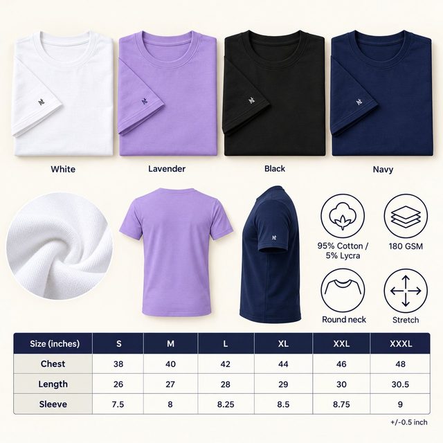 Nauticon Move Flex Round Neck T-Shirt 180 GSM in all 4 colours, 95% cotton 5% lycra, 180 GSM, for sales team reward