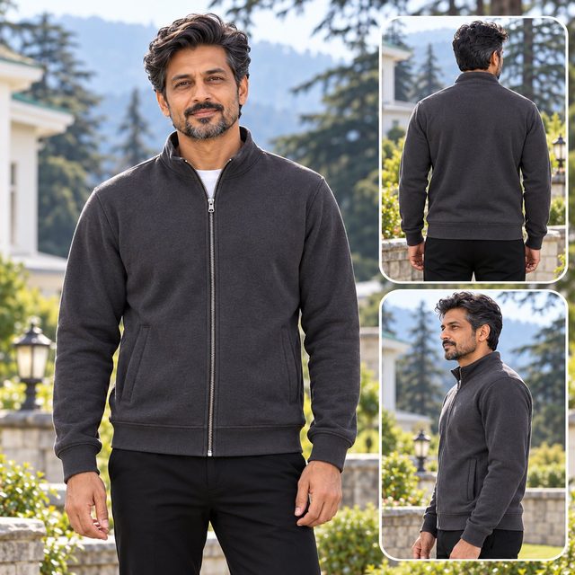 Man wearing Nauticon Zipper Jacket in Dark Grey, corporate gifting