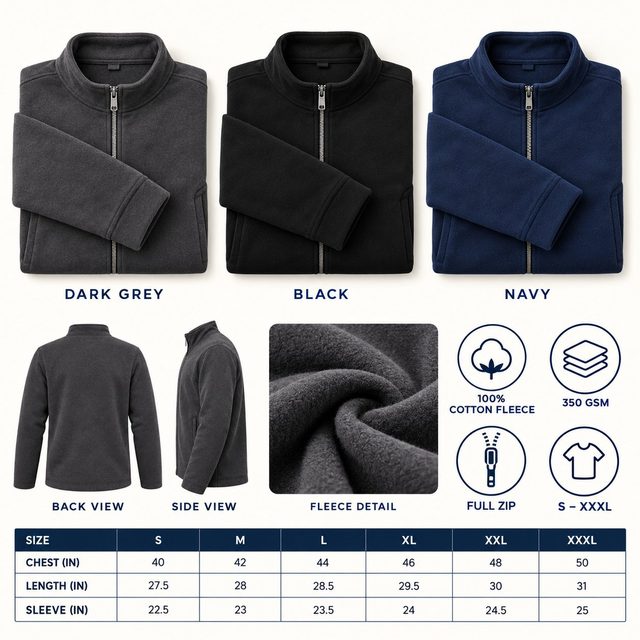 Nauticon Sleeveless Fleece Jacket in all 3 colours, 100% cotton fleece, 350 GSM, for festive gifting