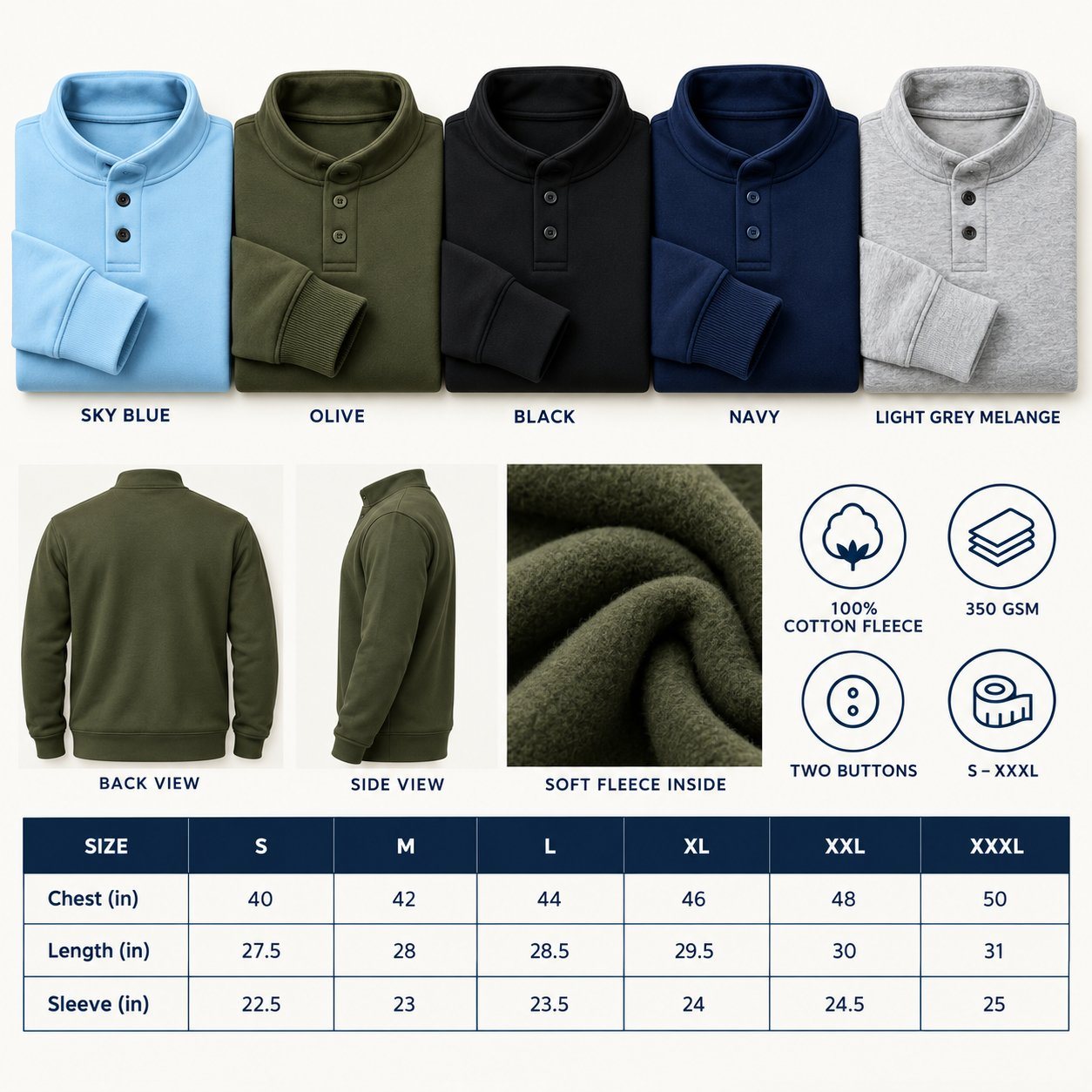 Click to zoom Nauticon Winter Polo in all 5 colours, 100% cotton fleece, 350 GSM, for dealer meet gift