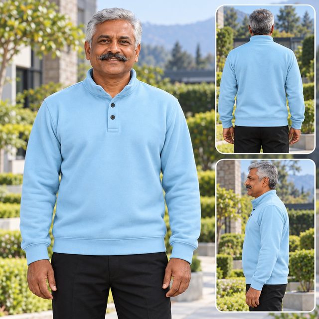 Man wearing Nauticon Winter Polo in Sky Blue, corporate gifting