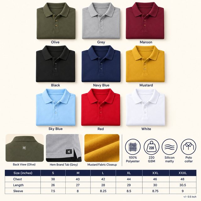 Nauticon Work Flex Polo 220 GSM in all 9 colours, Silicon matty 100% polyester, 220 GSM, for event giveaway