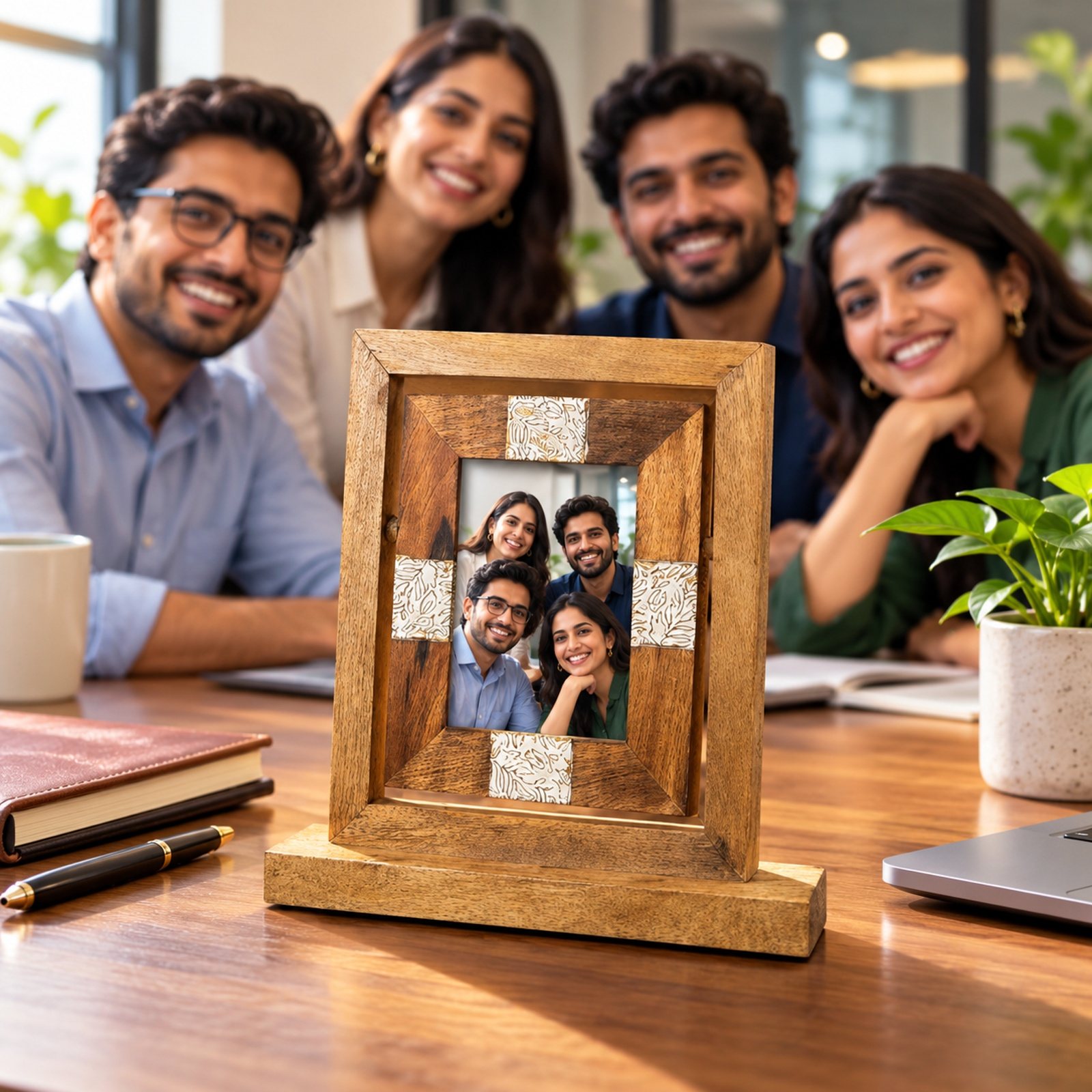 Click to zoom Mango Wood Photo Frame, Light, shown in use