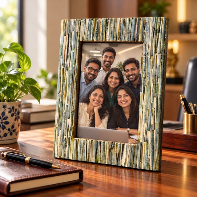 Camel Bone MDF Photo Frame, shown in use