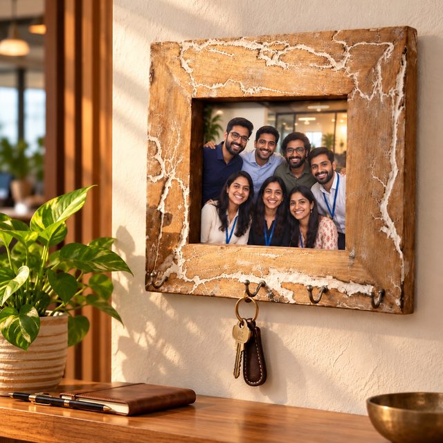 Mango Wood Photo Frame, White, shown in use