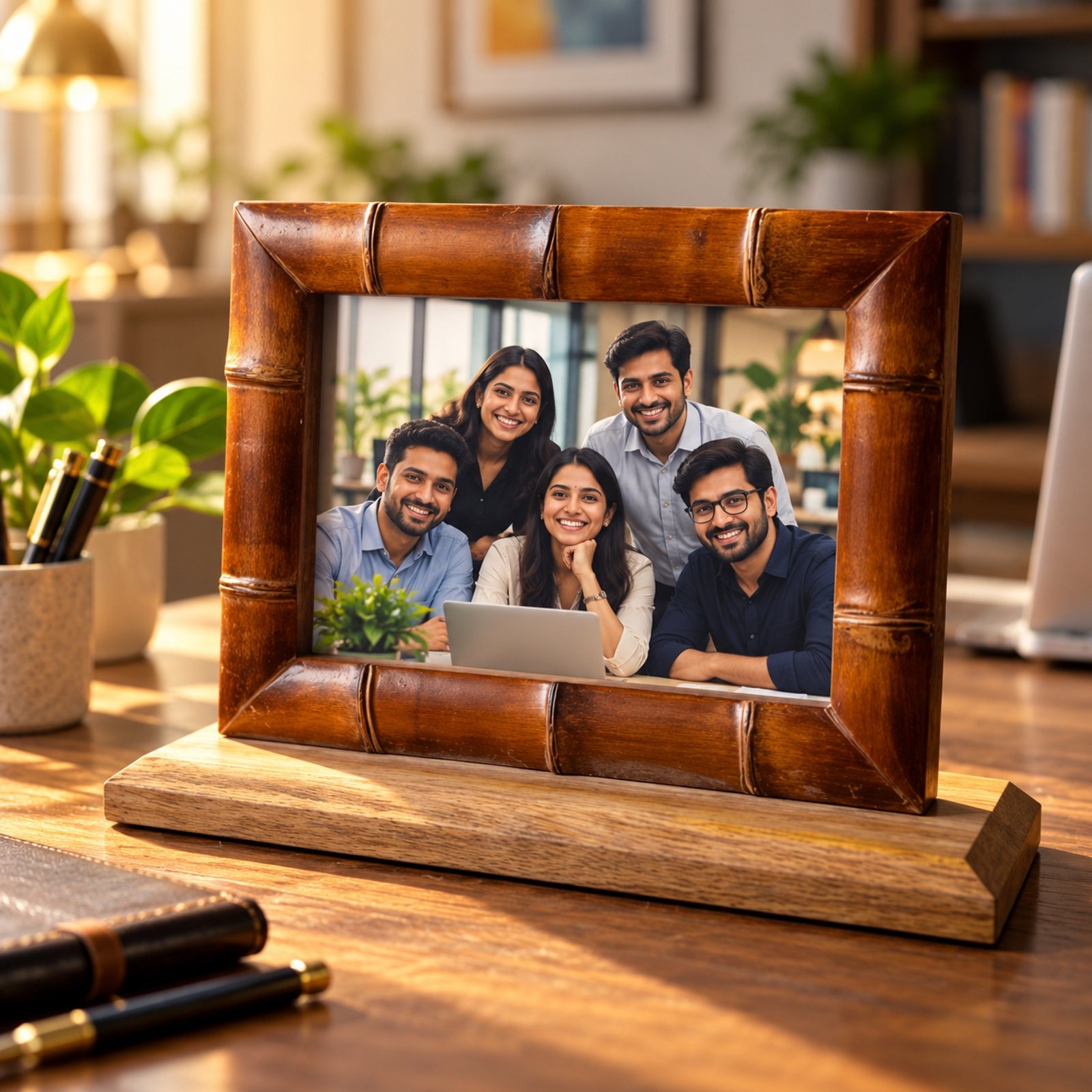 Mango Wood Photo Frame, Dark Light, shown in use