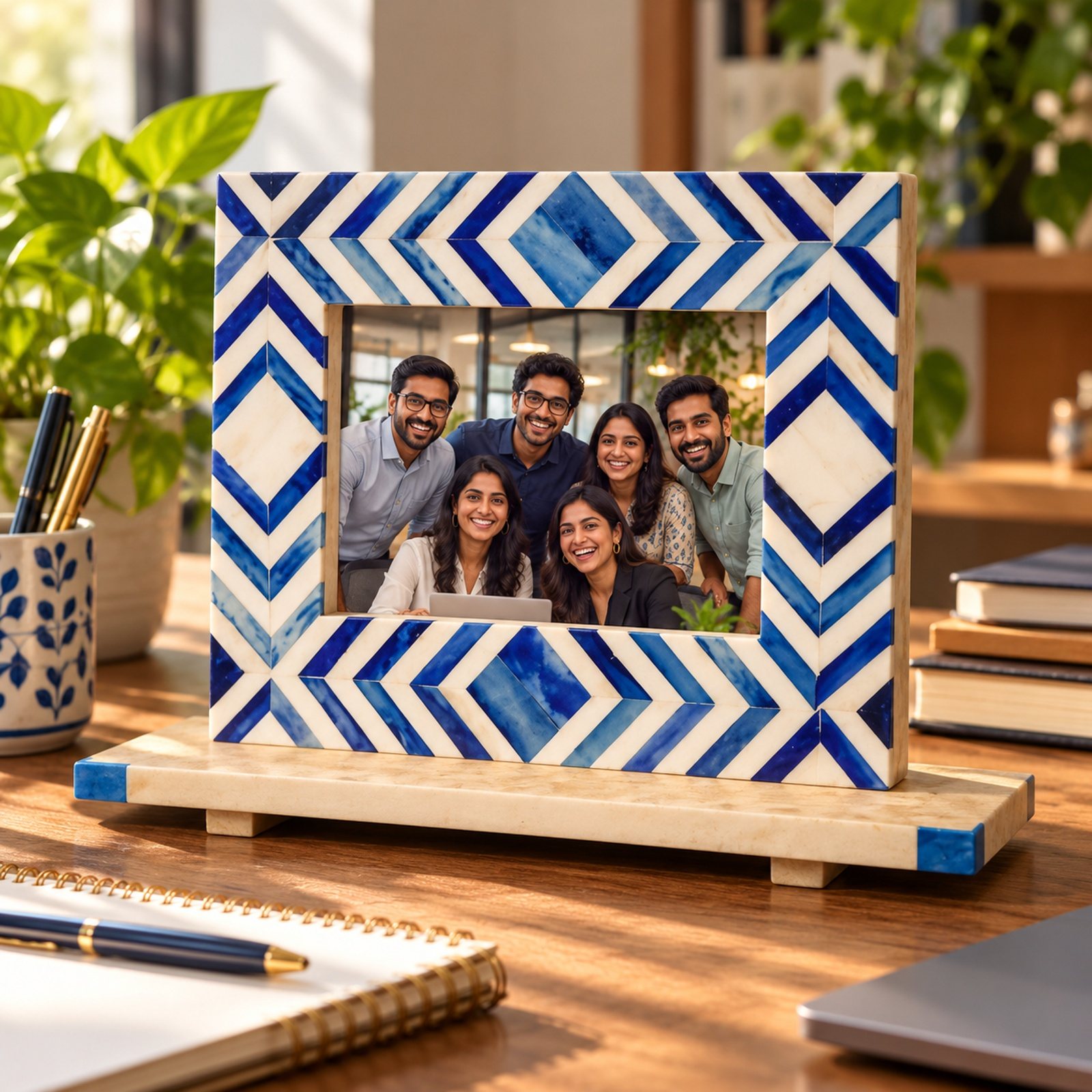 Click to zoom Camel Bone Resin & Mango Wood Photo Frame, shown in use