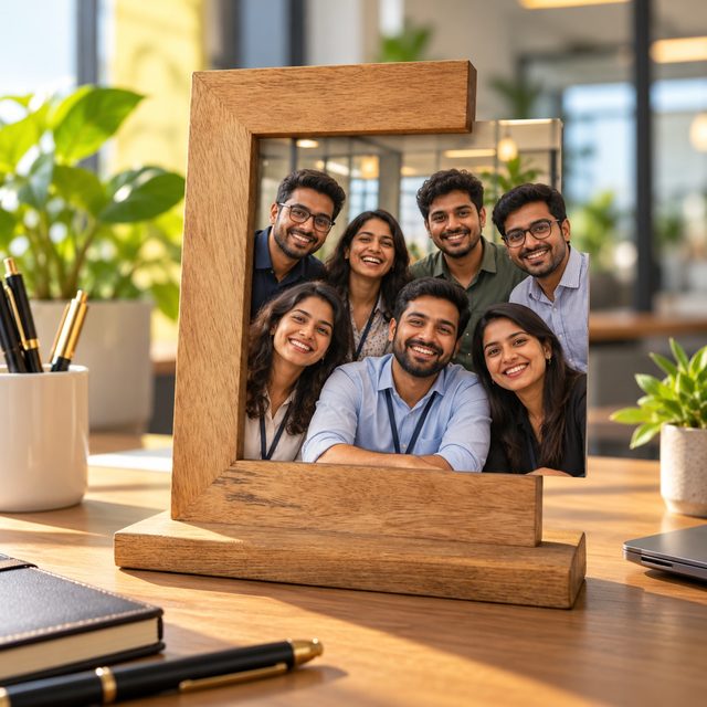 Mango Wood Photo Frame, Dark White, shown in use