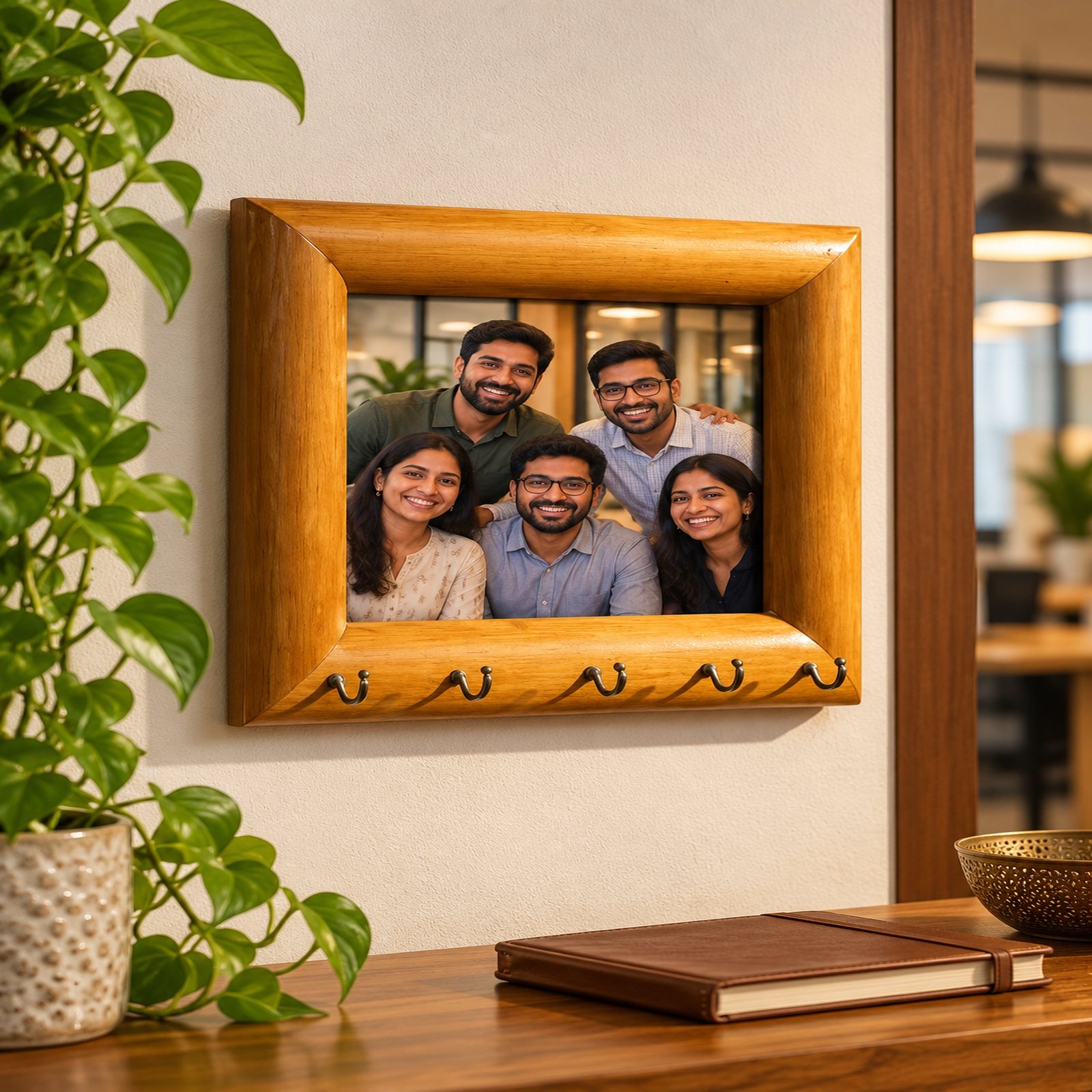 Click to zoom Wood Photo Frame, Rounded, shown in use