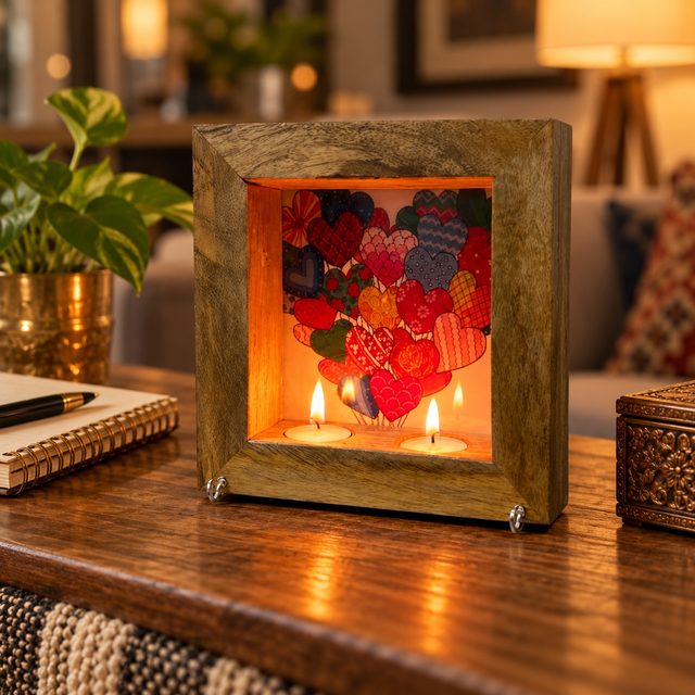 Mango Wood Photo Frame, Rustic, shown in use