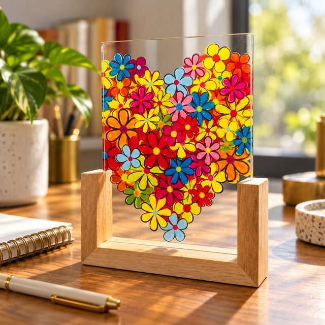 Wooden Photo Frame, Dark, shown in use