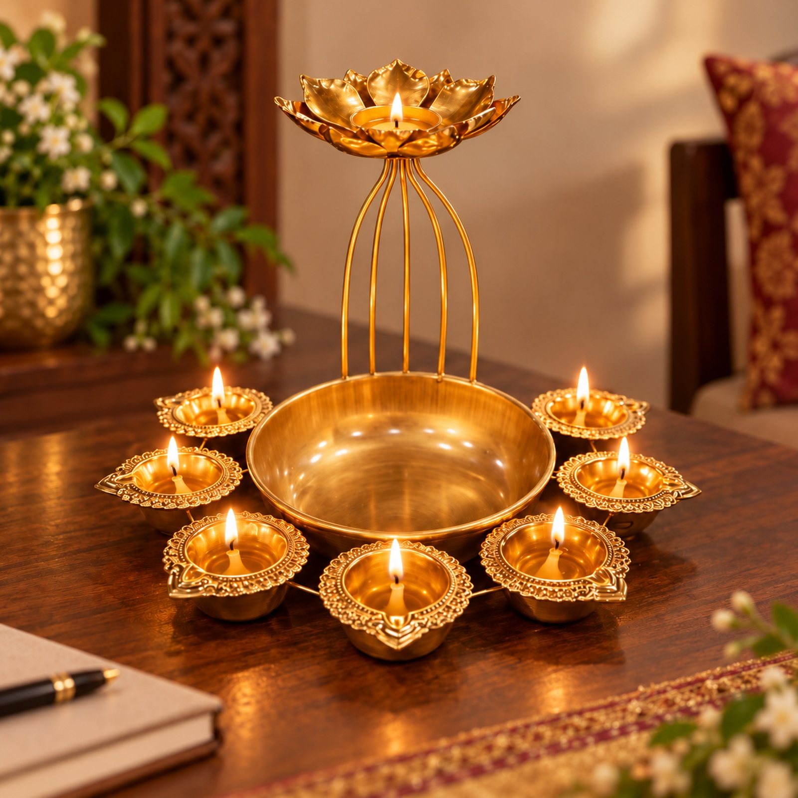 Click to zoom Metal Candle Stand, Tall, shown in use