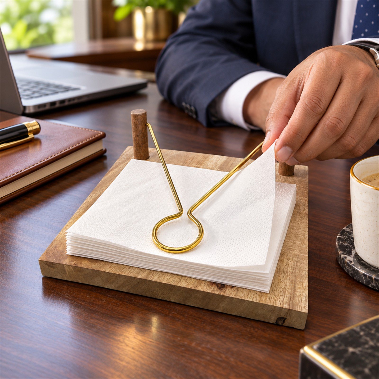 Click to zoom Paper Napkin Holder, Light, shown in use