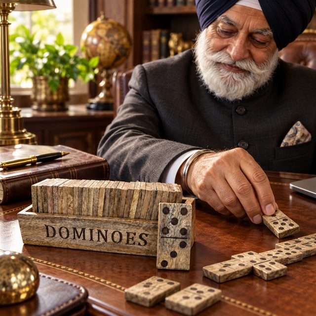 Dominoes Game, shown in use