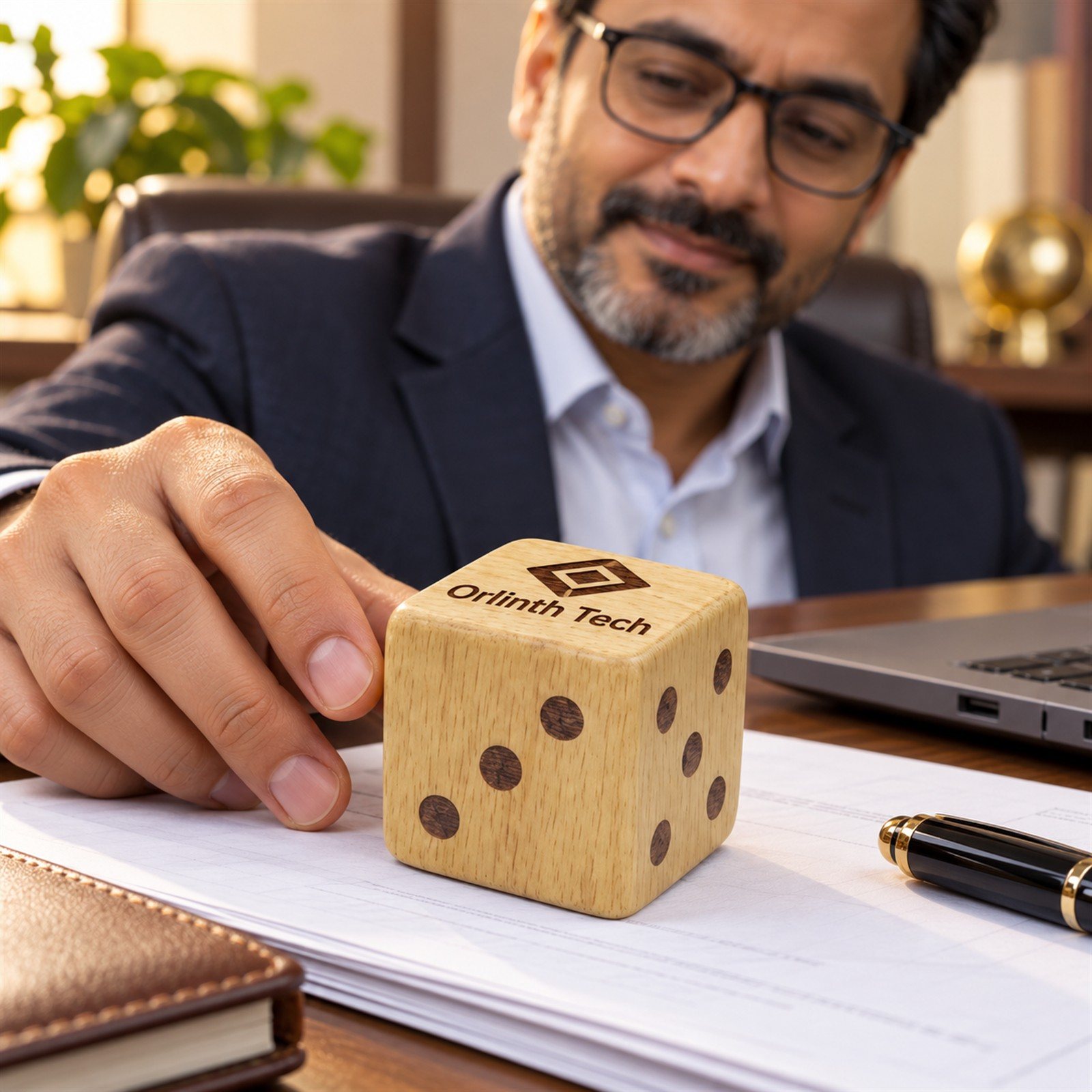 Click to zoom Dice Look Paperweight, shown in use