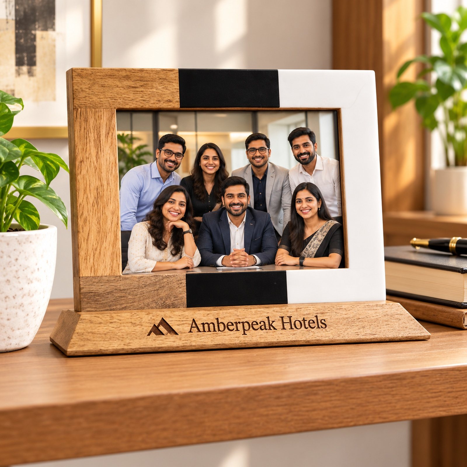 Wooden & Resin Photo Frame, shown in use