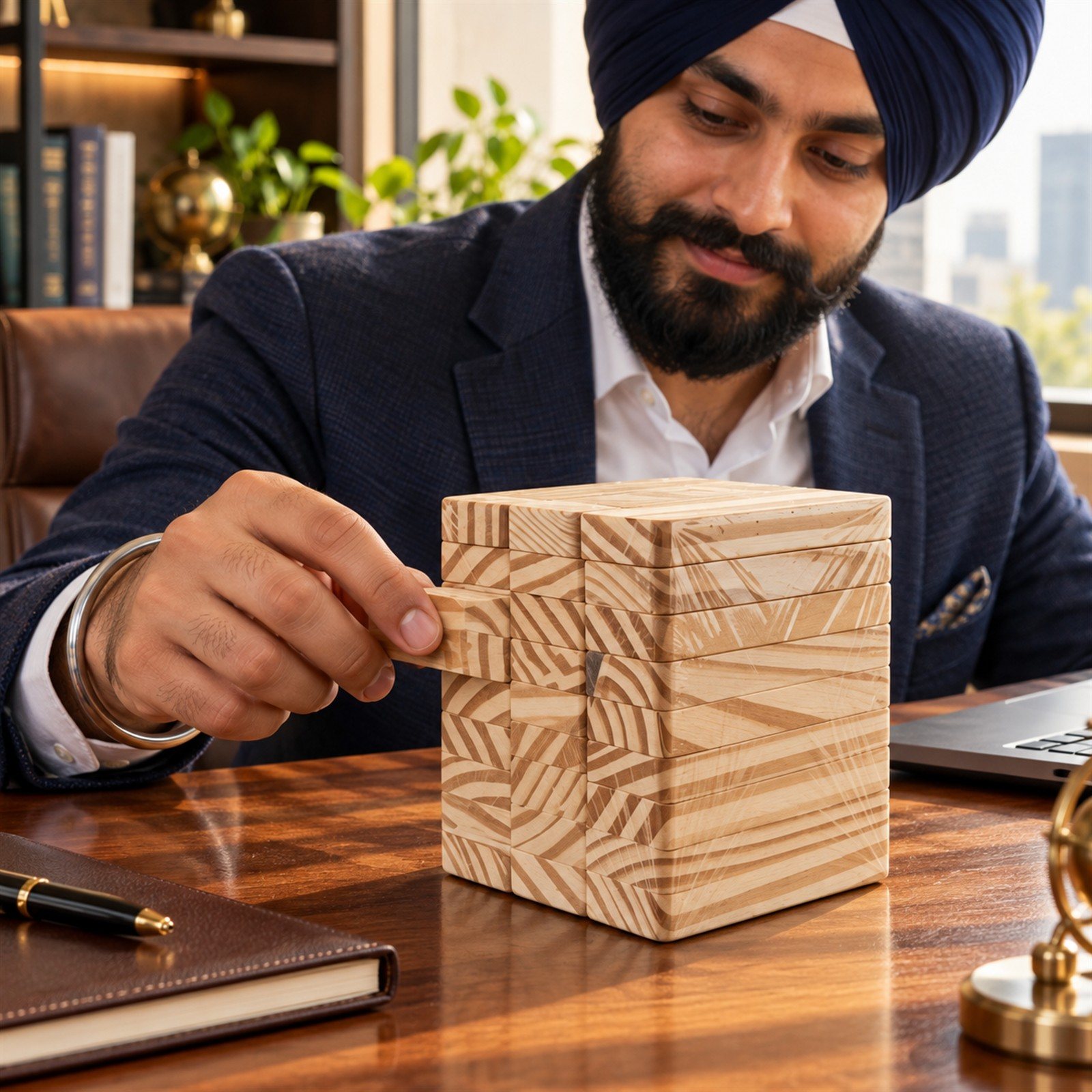 Click to zoom Wooden Jenga Game, Cube, shown in use