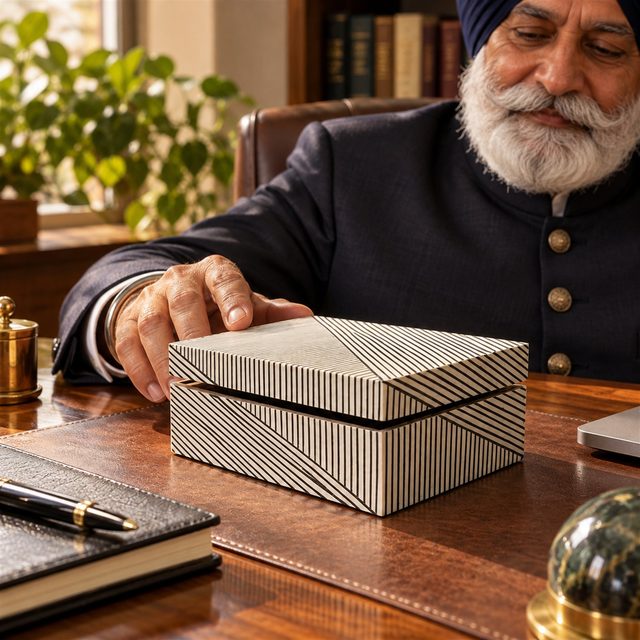 Handmade Box Resin & MDF, shown in use