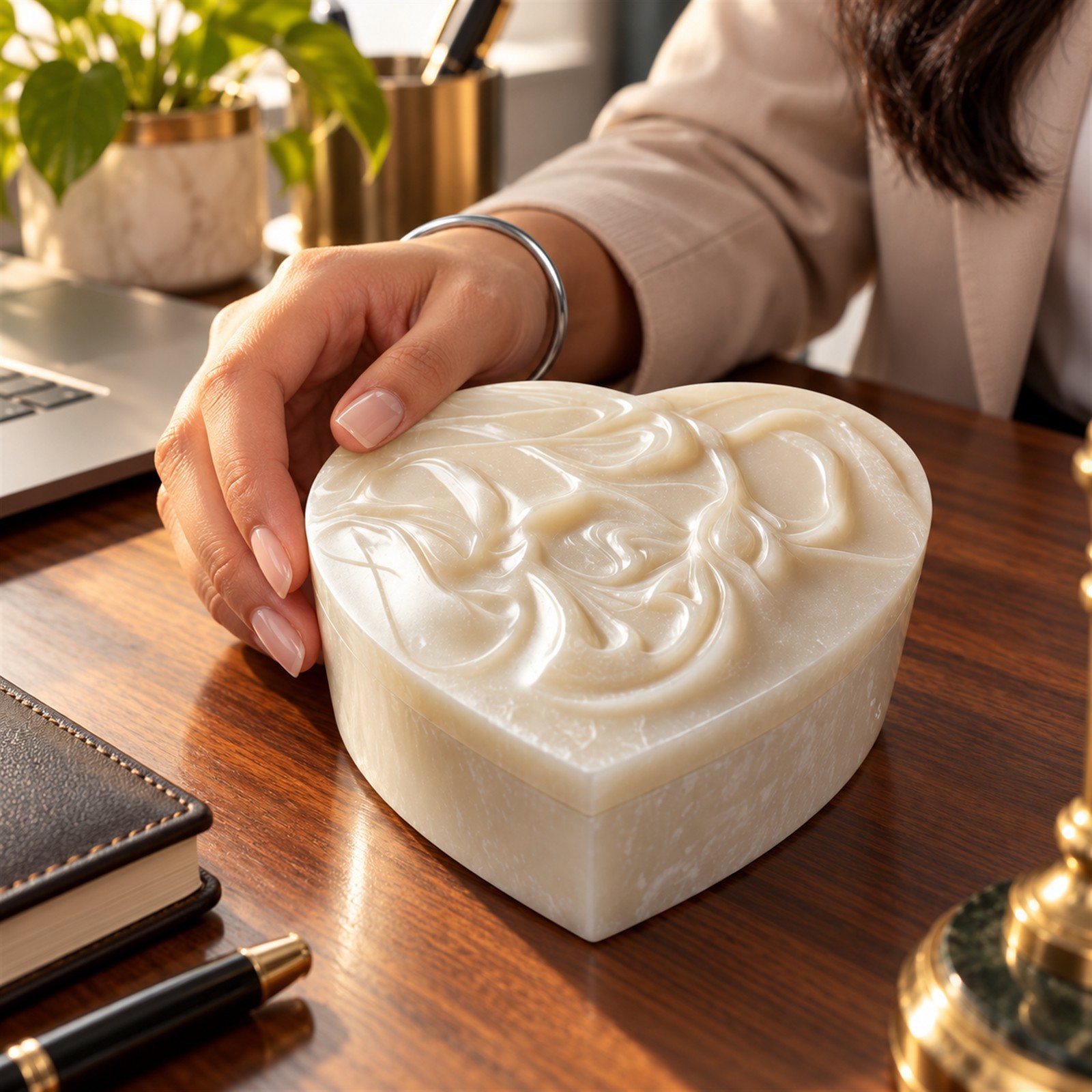 Click to zoom Resin Gift Box, Leaf, shown in use