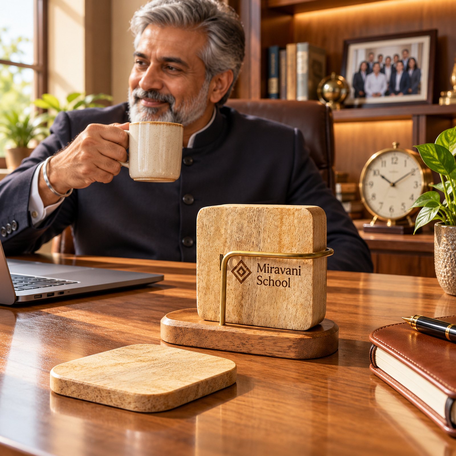 Click to zoom Wooden Coaster Set of 2, shown in use