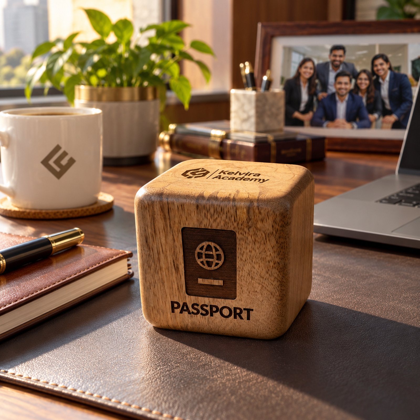 Click to zoom Wooden Paperweight, Geometric, shown in use