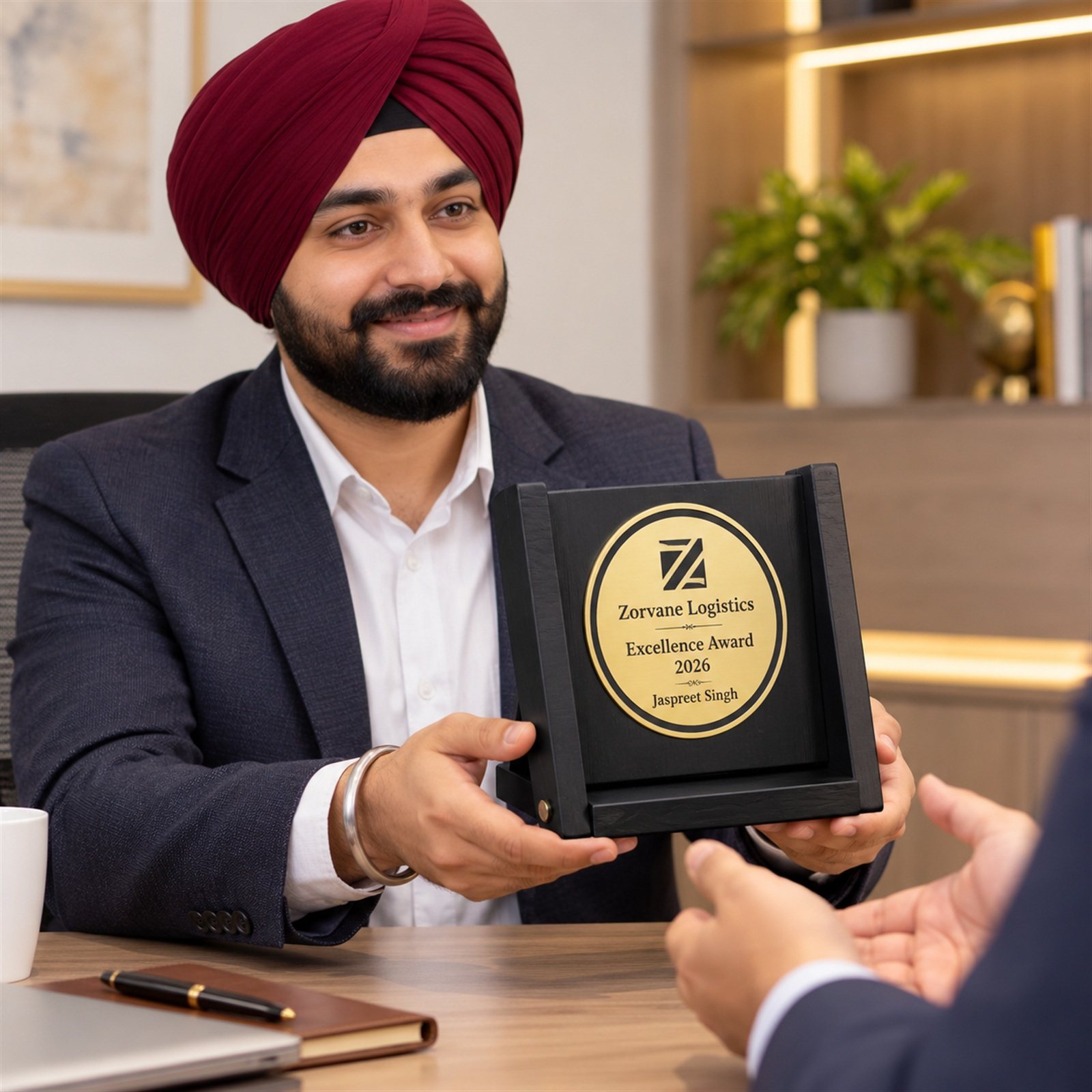 Click to zoom Foldable Wooden Shield with Medallion, customised with a company logo