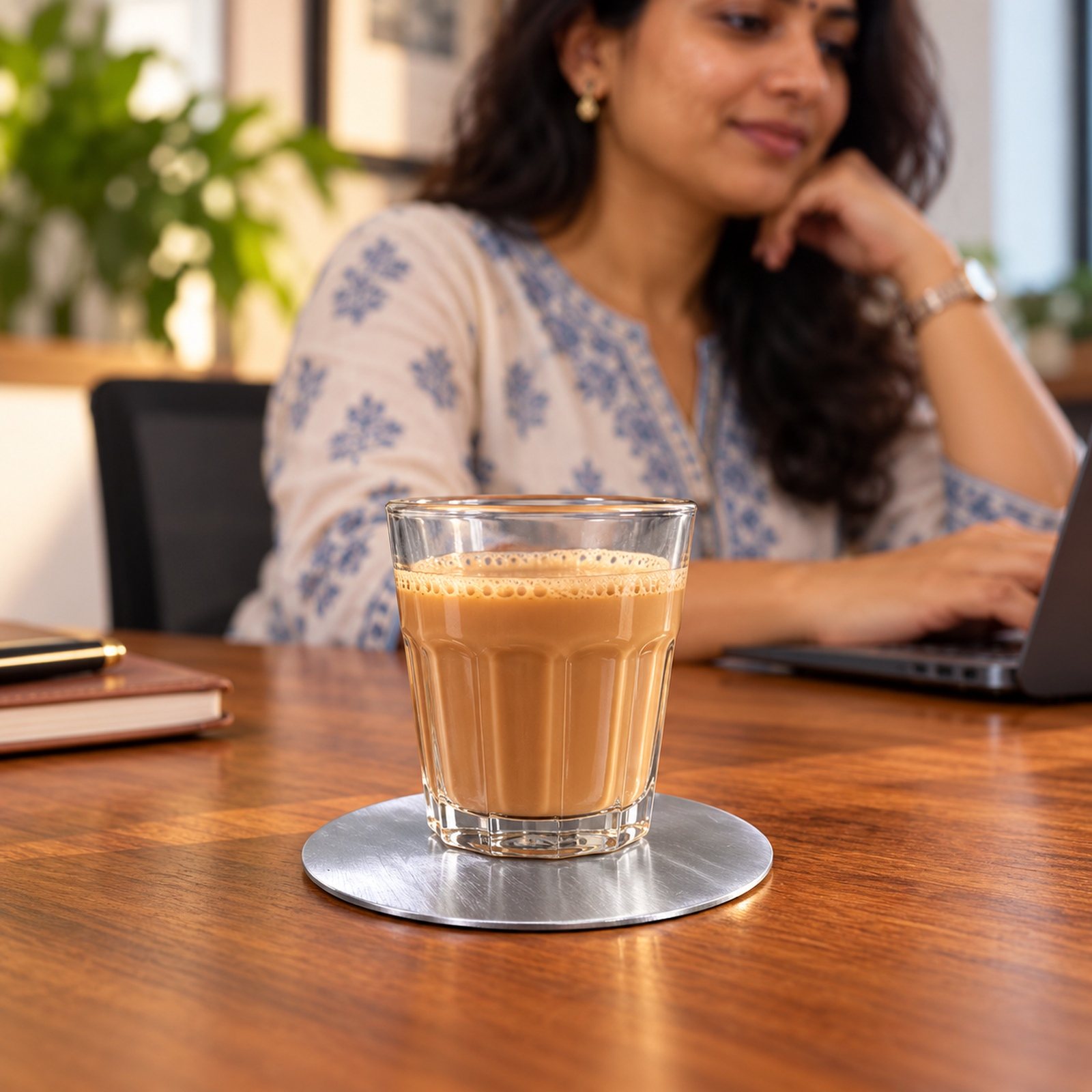 Click to zoom Aluminium Coaster, Round, shown in use