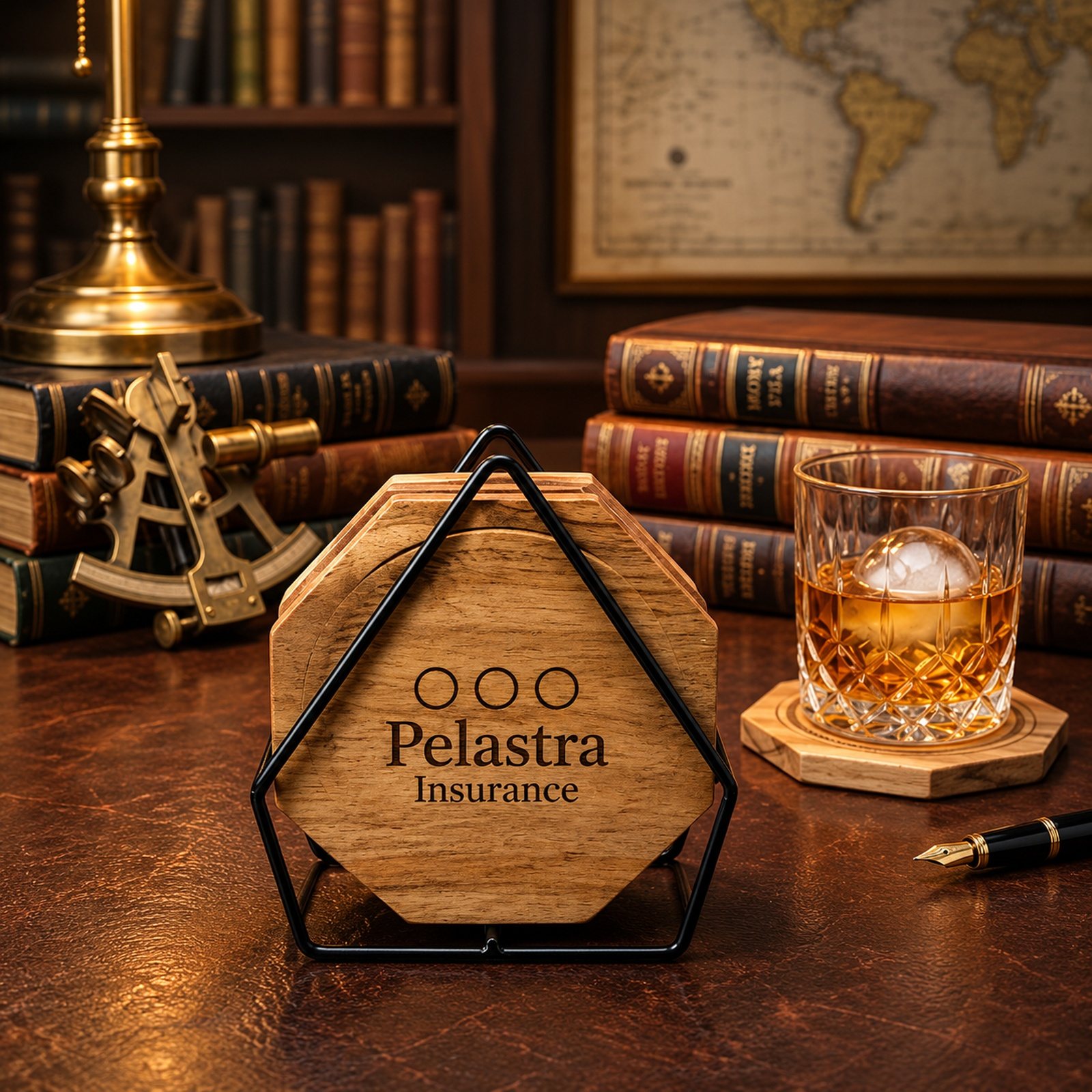 Click to zoom Mango Wood Coaster with Iron Stand, shown in use