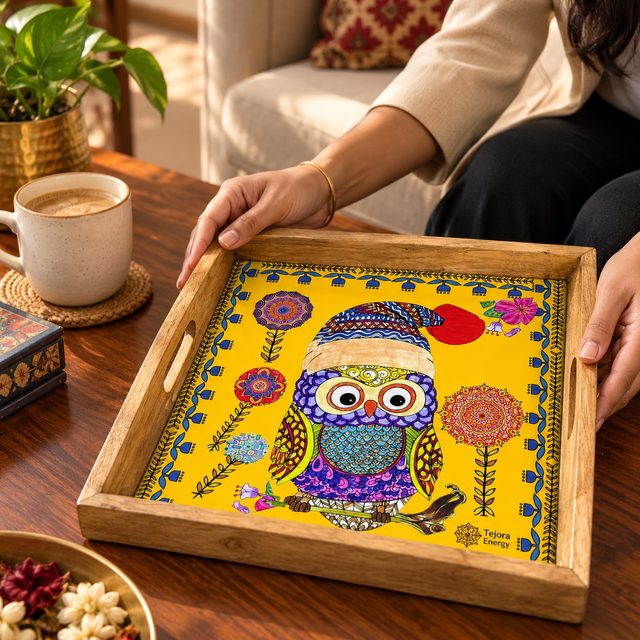 Square Tray, Light, shown in use