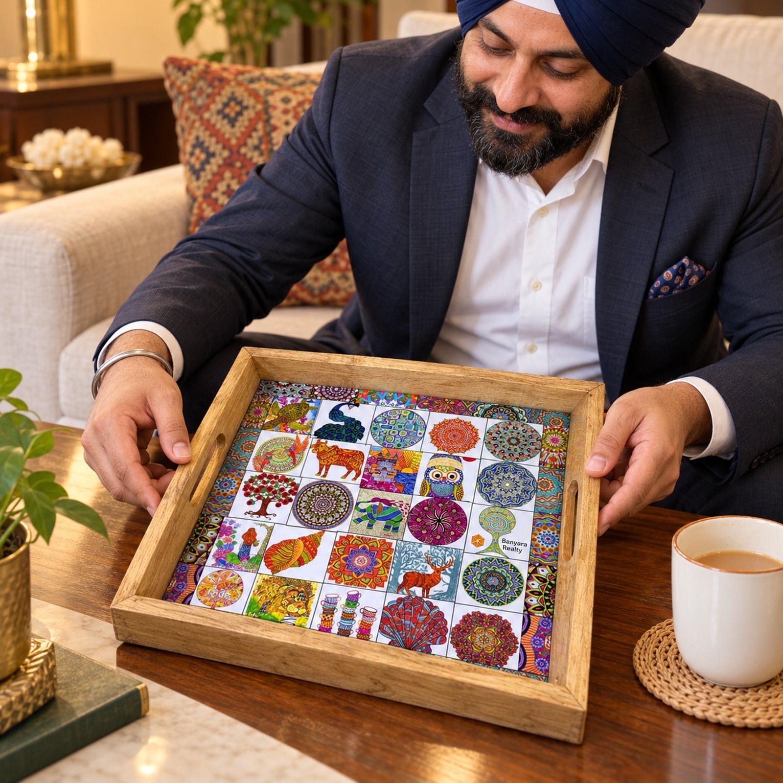 Click to zoom Square Tray, Oval, shown in use