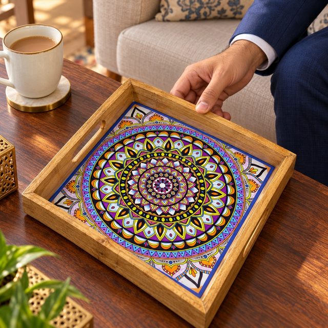 10" Square Tray, shown in use