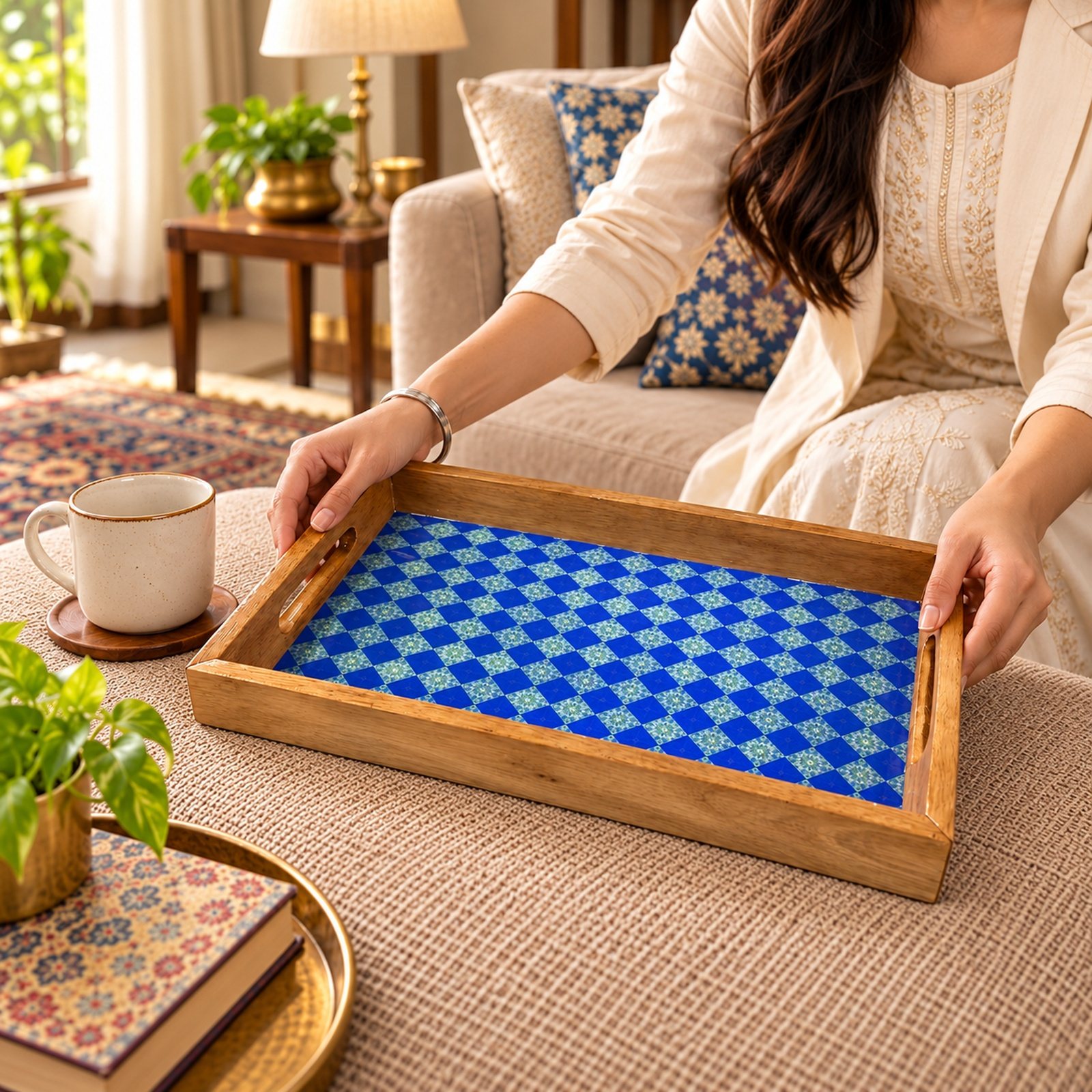 Click to zoom Rectangle Tray, Oval, shown in use