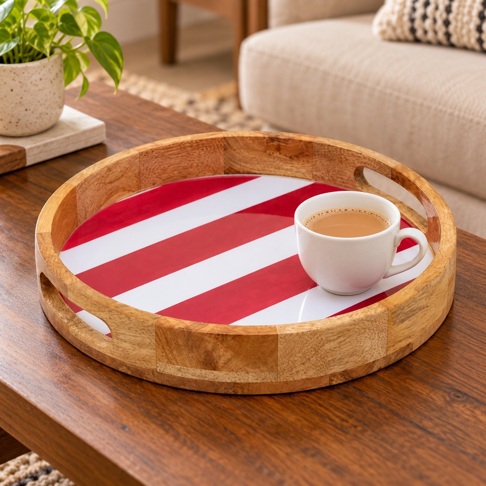 Click to zoom Round Tray, shown in use