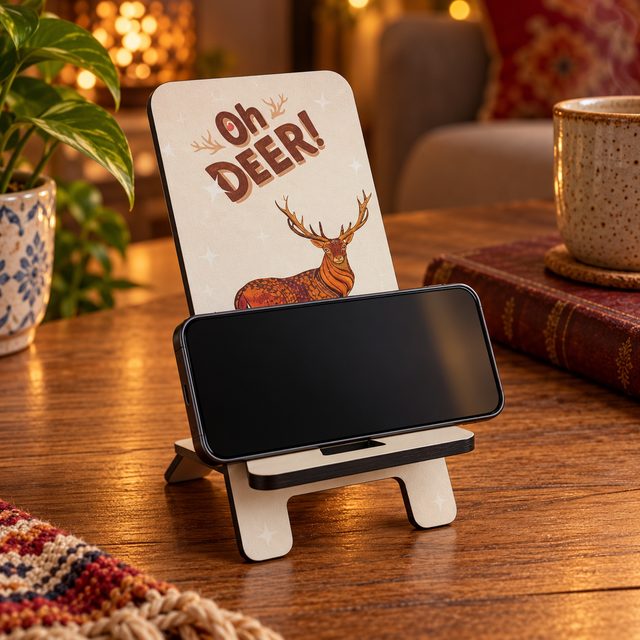 MDF Printed Mobile Stand, Light, shown in use