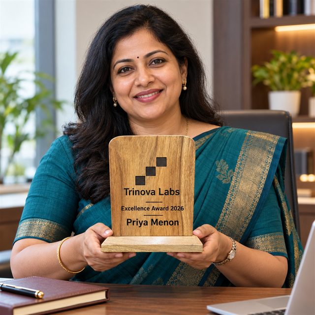 Wooden Award Trophy on Light Base, customised with a company logo