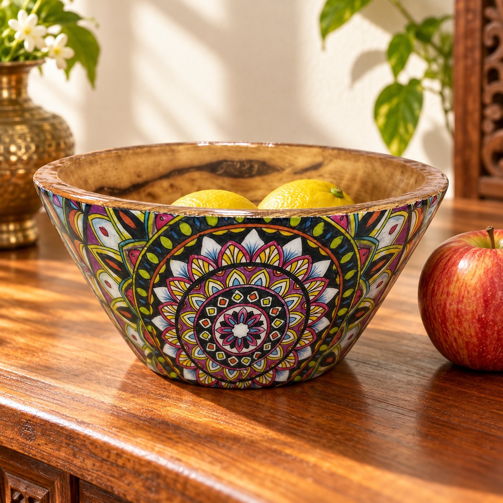 Click to zoom Wooden Bowl, Design 3, shown in use